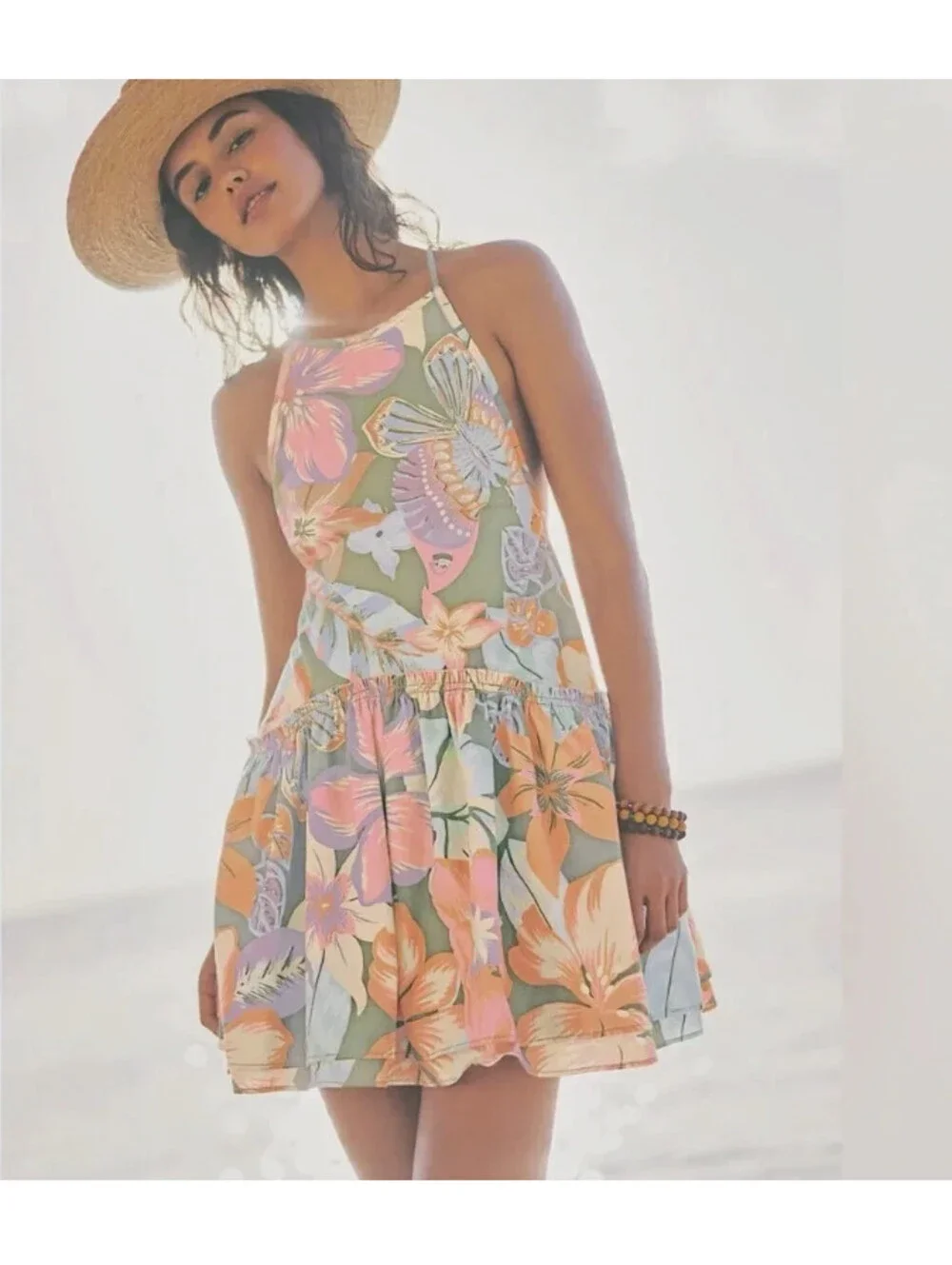 NWT Free People Deserted Island Mini Dress Size M in Rainforest Combo Print